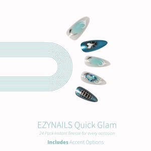EZYNAILS Quick Glam – Teal Luxe Press On Nails (24 Pack)
