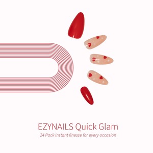 EZYNAILS Quick Glam – Red Heart Press On Nails (24 Pack)