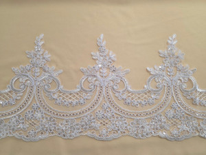 Products: Sequin and Corded Trim White 25cm Wide FAB FABRICS