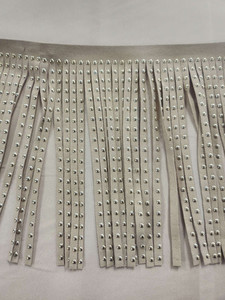 Products: Dolly Gold Stud Suede Look Tassle Tan FAB FABRICS