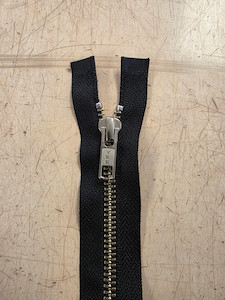 YKK Metal Teeth Open End Zip 60cm Black/Silver FAB FABRICS