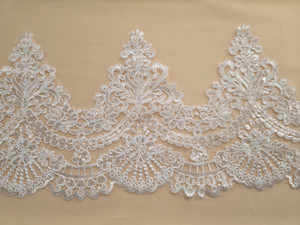 Sequin and Corded Trim Ivory 25cm Wide FAB FABRICS