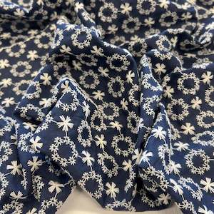 Broderie: Betty Broderie Embroidered Cotton - Navy (Imperfect Stitching)