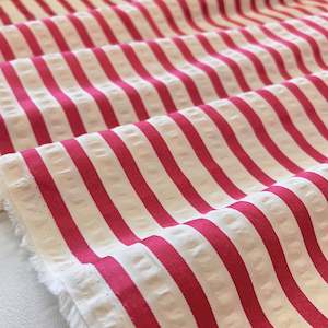 Striped: Seersucker Stripe - Pink Red