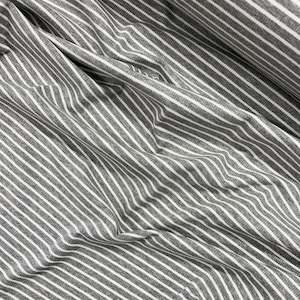 Striped: Cotton Spandex Striped Rib - Silver Marle & White
