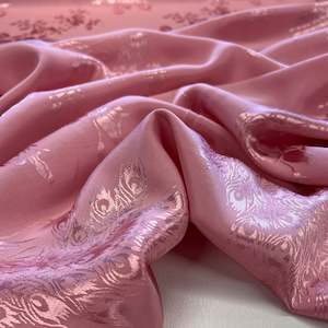 Peacock Jacquard Satin - Dusky Pink