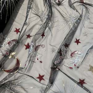 Embroidery: Pegasus Starburst Moon Mesh - Black