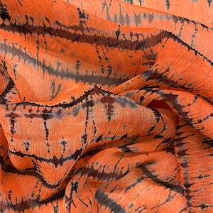 Silk: Printed Silk Yoryu Crinkle Chiffon Deadstock - Turmeric