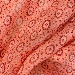 Printed Silk Jacquard Deadstock - Coral