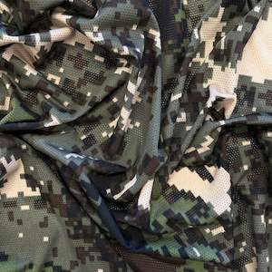Digital Camo Printed Basketball Mesh Deadstock - Khaki