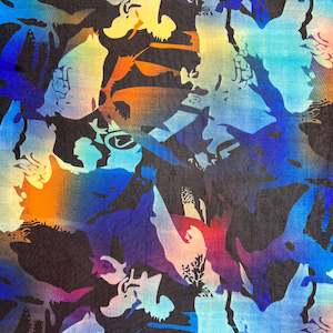 Digital Printed Mesh - Wildfire Blue