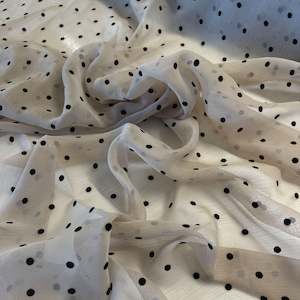 Chiffon Georgette Organza: Polka Dot Crinkle Chiffon - Beige