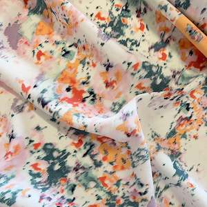 Drapey Crepe: Radiance Printed Crepe - Orange