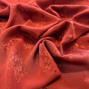 Rayon: Rose Bunch Jacquard Satin - Rust