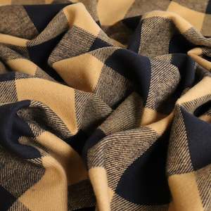 Printed: Brushed Plaid Cotton Deadstock - Black and Gold