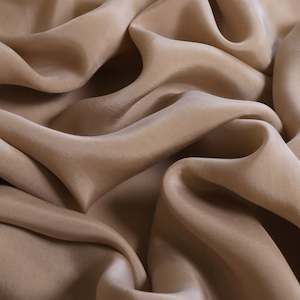 Sandwashed Cupro Satin Twill Deadstock - Dark Chino