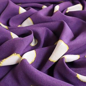 Printed Spot Viscose Crepe - Purple and Citrus