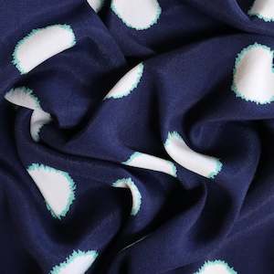 Deadstock: Printed Spot Viscose Crepe - Navy and Aqua