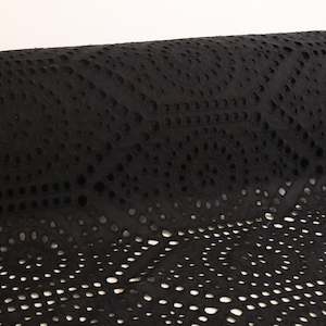 Fabric Cotton: Embroidered Cotton with Scalloped Edge Designer End – Black