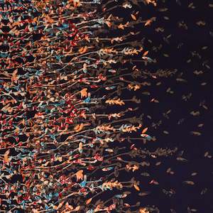 Knits: Printed Double Border Stretch Knit - Navy Floral