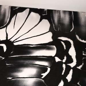 Printed Mesh Deadstock - Black & White Abstract