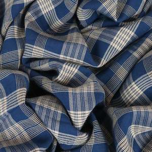 Viscose Verity Houndstooth Check Designer End - Blue