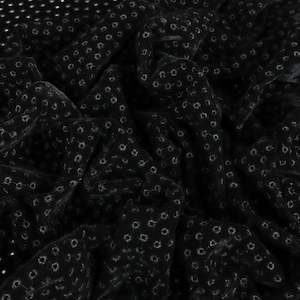 Embroidered Hole Punch Velvet Designer End – Mika Black