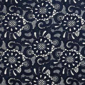 Polyester: Nicola Embroidered Lace Designer End – Navy Blue (Limited Stock)