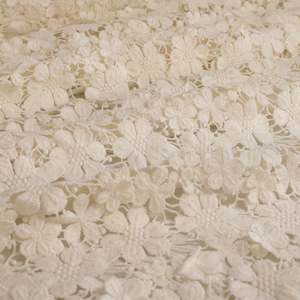 Monroe Embroidered Cotton Floral Lace Designer End – Ivory