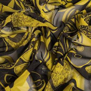 Printed Mesh Deadstock - Chartreuse Abstract