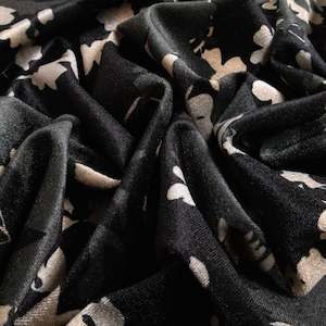 Cordelia Floral Velvet Jacquard Deadstock - Black & Beige