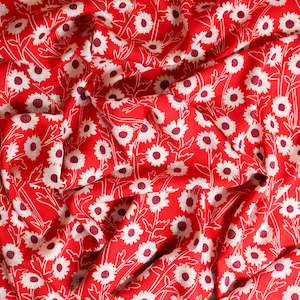 Rayon: Daisy Rayon Print Deadstock - Crimson Red