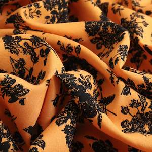 Sunbeam Rayon Print Deadstock - Marigold & Black