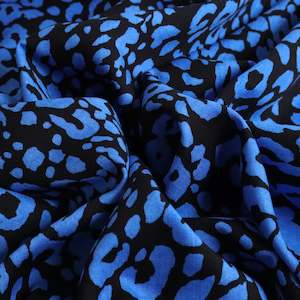 Rayon: Ocelot Rayon Print Deadstock - Blue