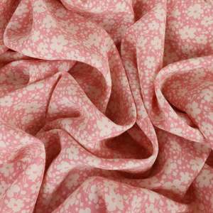 All Fabric: Viscose Petit Floral Print - Pink Lazy Daisy