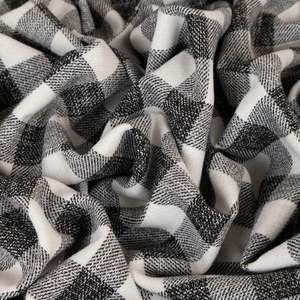 Viscose Woven Check Designer End - Lila Black and White