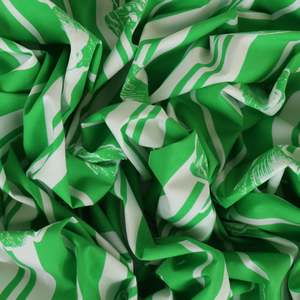 Bold Stripe Floral Poplin Print Deadstock - Bright Green