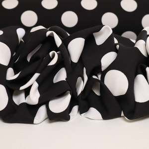 Printed: Rayon Polka Dot Spot Print Deadstock - White on Black