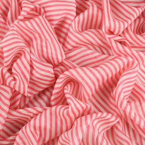 Lightweight Silk Cotton Print Deadstock - Carnival Pink Stripe