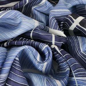 Lightweight Silk Cotton Georgette Print Deadstock - Ocean Flow