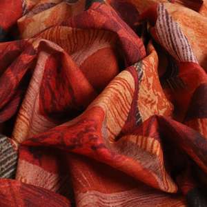 All Fabric: Novelle Cotton Linen Print Deadstock - Red & Orange (Last Chance)