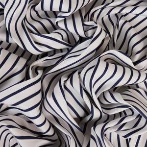 Cotton Jacquard Candy Stripe Shirting Deadstock - Navy
