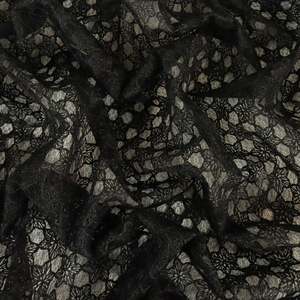 All Fabric: Snowflake Embroidered Mesh - Black