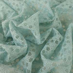 All Fabric: Snowflake Embroidered Mesh - Sky