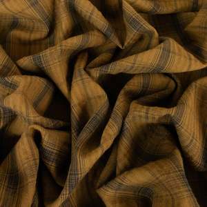 Washed Cotton Blend Plaid Check - Wynne Brown