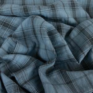 Washed Cotton Blend Plaid Check - Wynne Blue