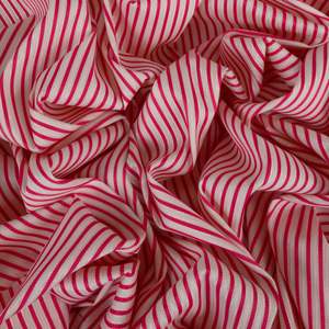 Fabric Cotton: Cotton Jacquard Mini Candy Stripe Shirting Deadstock - Deep Pink & White