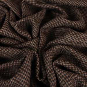 Italian 100% Wool Houndstooth Suiting Deadstock 220gsm - Espresso & Black (Last Chance)