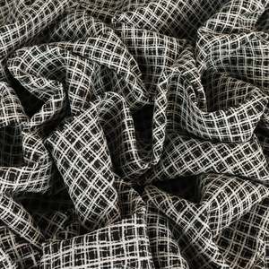 Italian Midweight Stretch Viscose Blend Check - Black & White