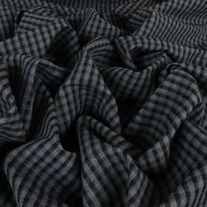 Bottom Weight: Italian Midweight Stretch Plaid Viscose Blend - Black, Grey & Mallard